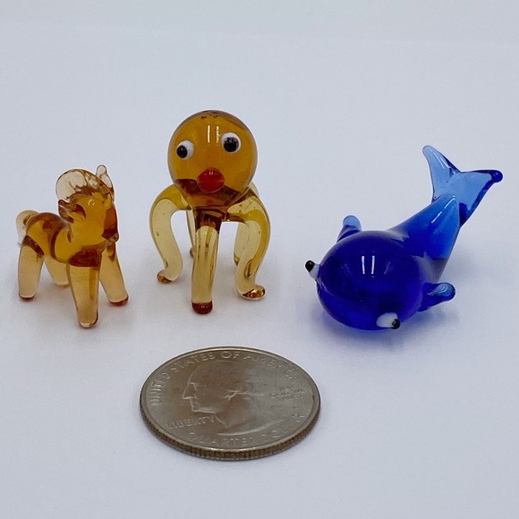Glass Miniature Animal Figurines Hand Blown Lot Of 3 - Picture 2 of 7